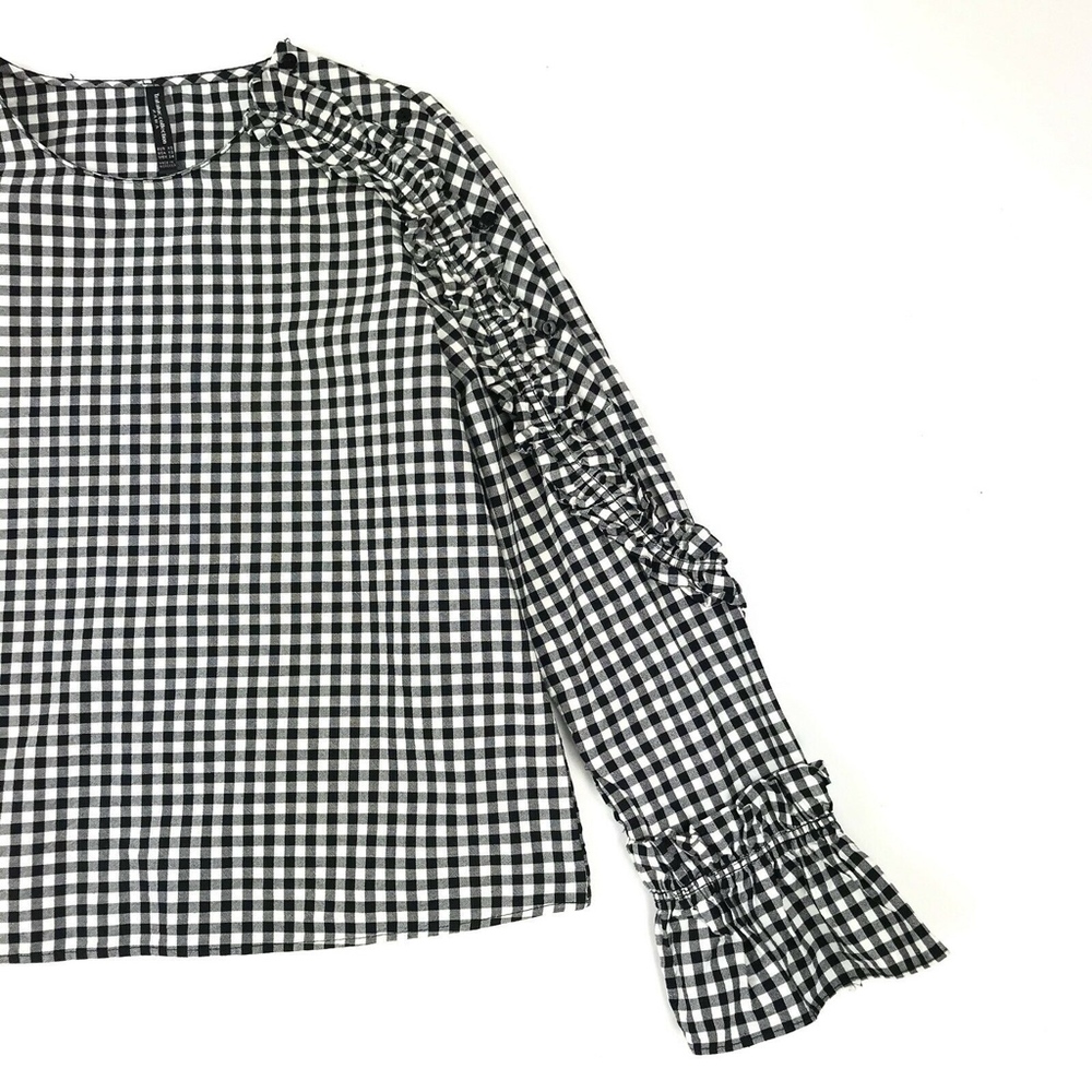 Zara Trafaluc Long Sleeve Ruffle Blouse Top Sz XS - Picture 2 of 6